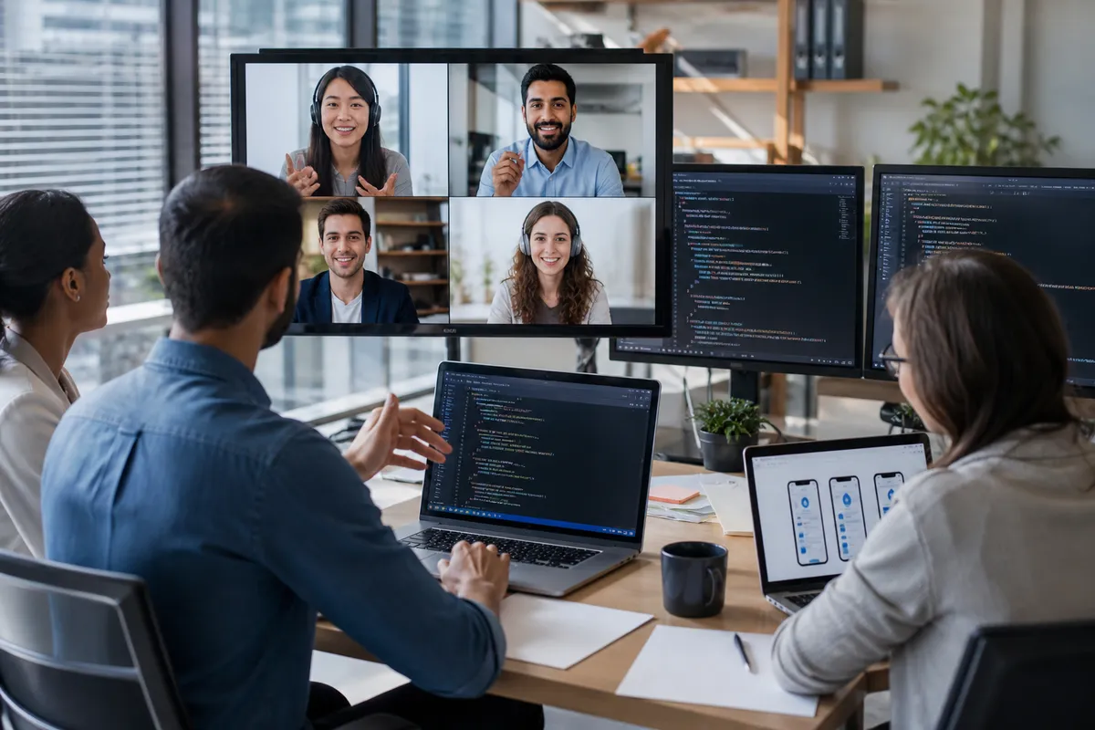 Full stack React Native development team collaborating